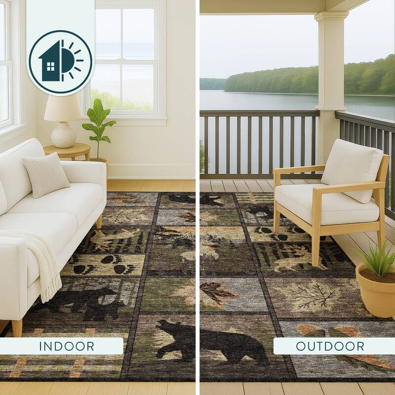 Machine Washable Indoor/ Outdoor Lodge Impressions Chantille Rug