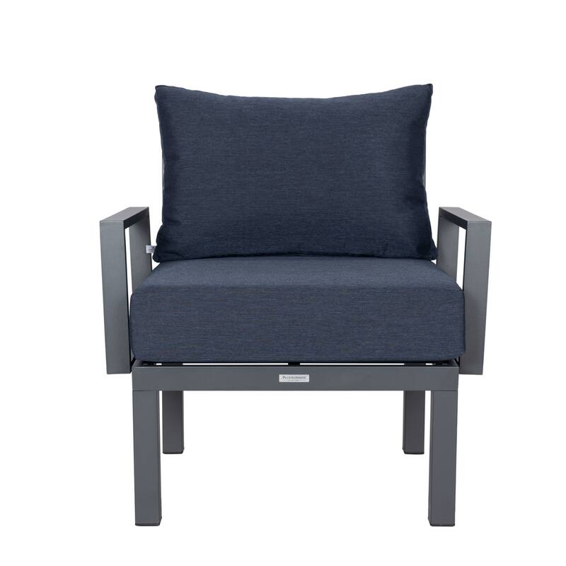 Chelsea 6-Piece Outdoor Patio Sectional Set in Black Aluminum with Removable Cushions for Backyard Garden and Patio Deck