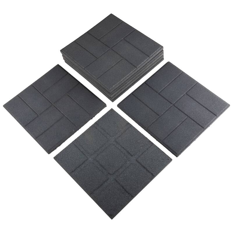 Pure Garden Rubber Deck Tiles 8-Pack - 28SQFT Outdoor Flooring Pavers