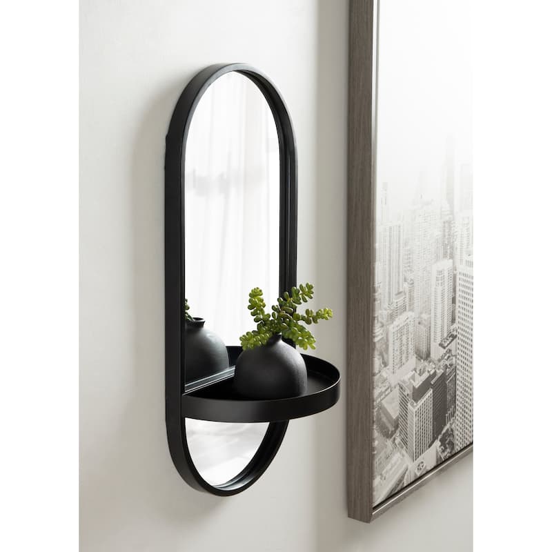Kate and Laurel Estero Metal Oval Wall Mirror with Shelf