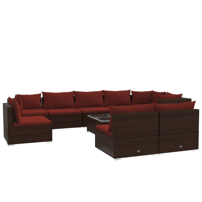 vidaXL Patio Lounge Set Outdoor Sectional Sofa Set Table Garden Poly Rattan - 27.6" x 27.6" x 23.8"
