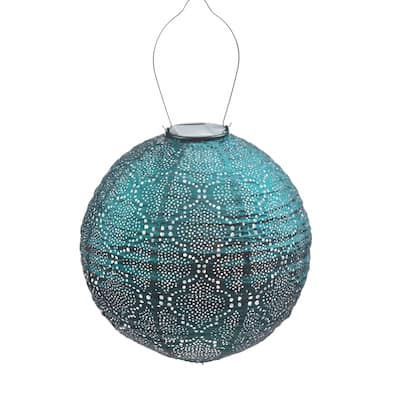 Round LED Lighted Bazaar Lantern - 17.5" - Sea Blue