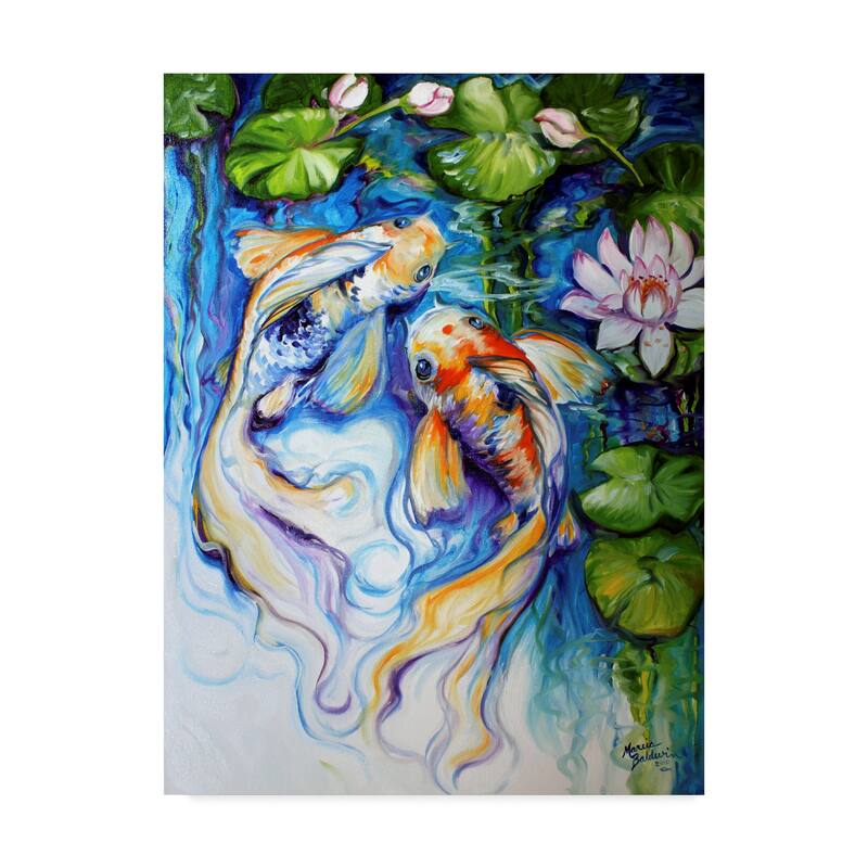 Marcia Baldwin 'Koi Koi And Lily' Canvas Art