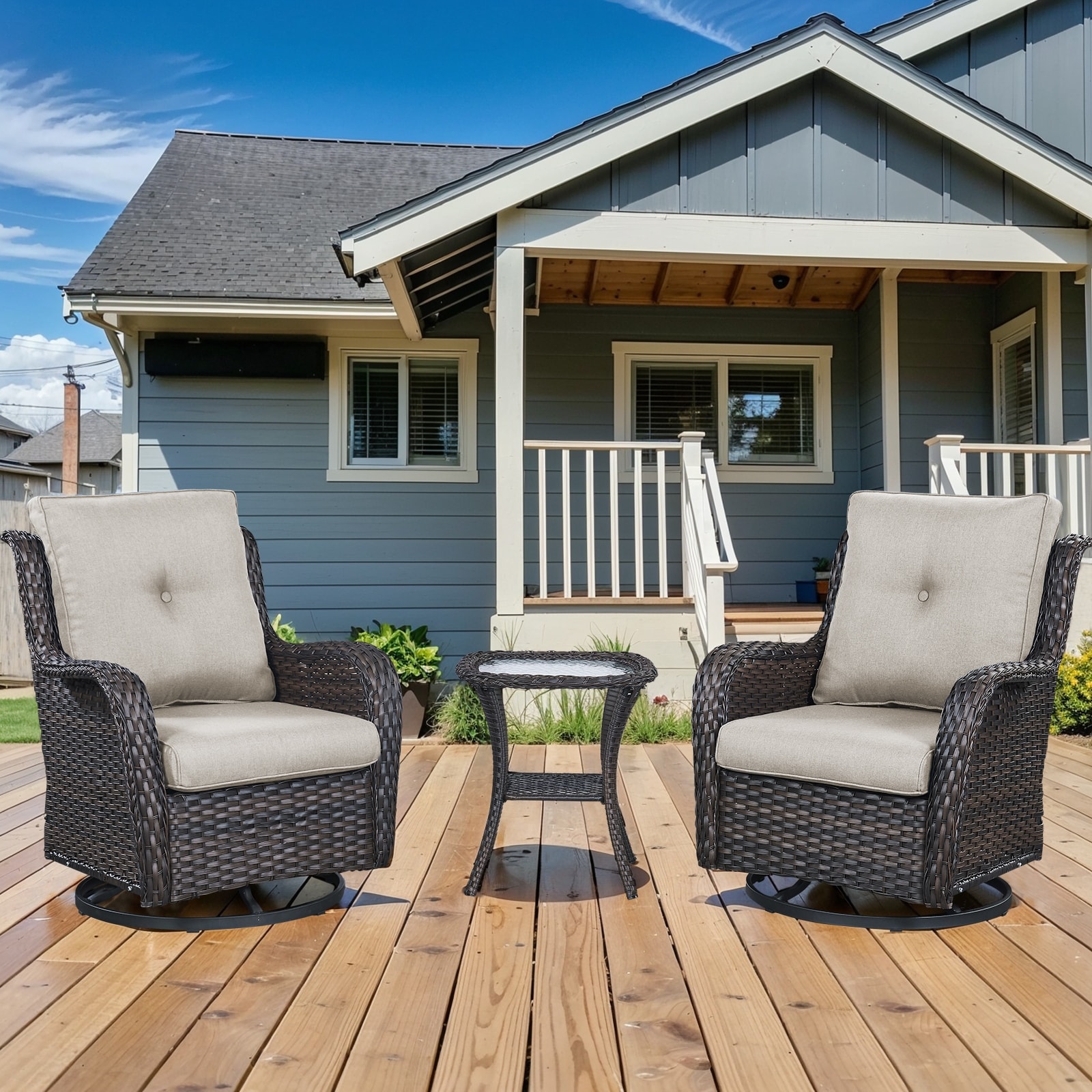 Outdoor Swivel Rocker Patio Chairs with Table Set of 2 Bed Bath Beyond 38345210