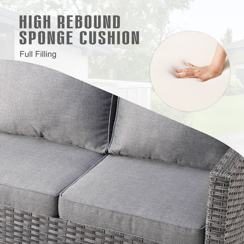 HOOOWOOO Outdoor Patio Furniture Wicker Loveseat Sofa