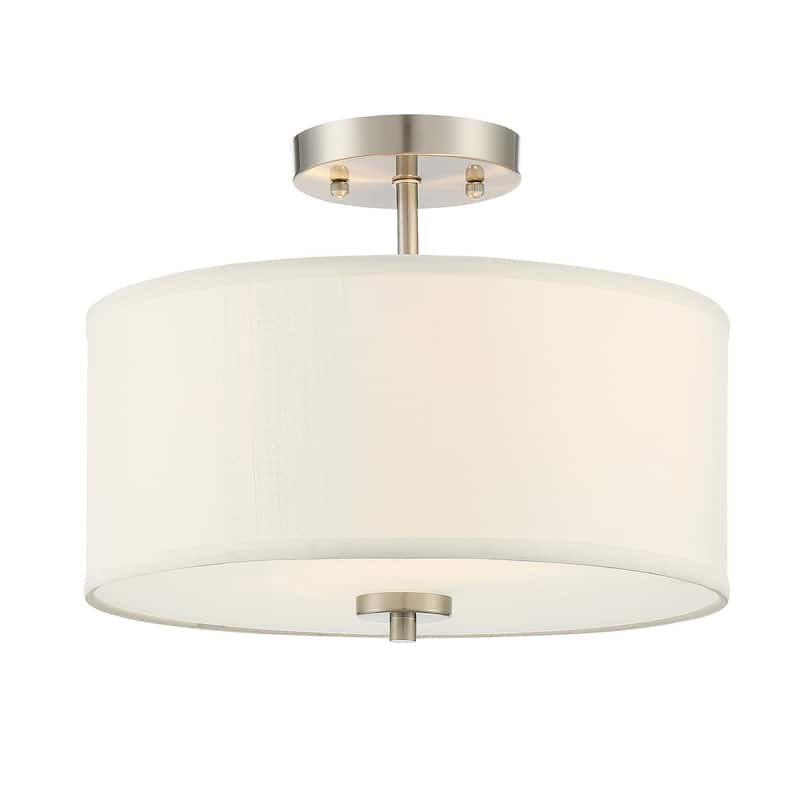 Bellevue 2 Light 13" Wide Semi-Flush Drum Ceiling Fixture - Brushed Nickel