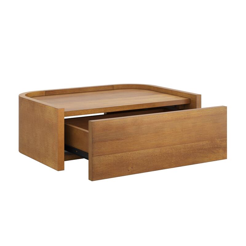Tyla Wall Mounted Bedside Table, Floating 1-Drawer Nightstand with Rounded Edges