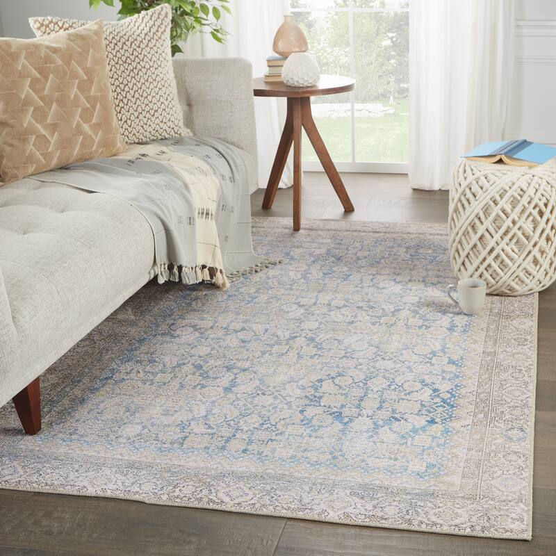 Machine Washable Royse Oriental Blue/ Gray Area Rug