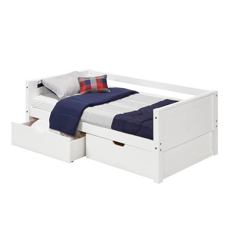 Camaflexi Panel Headboard - Twin Size Day Bed with Drawers - White