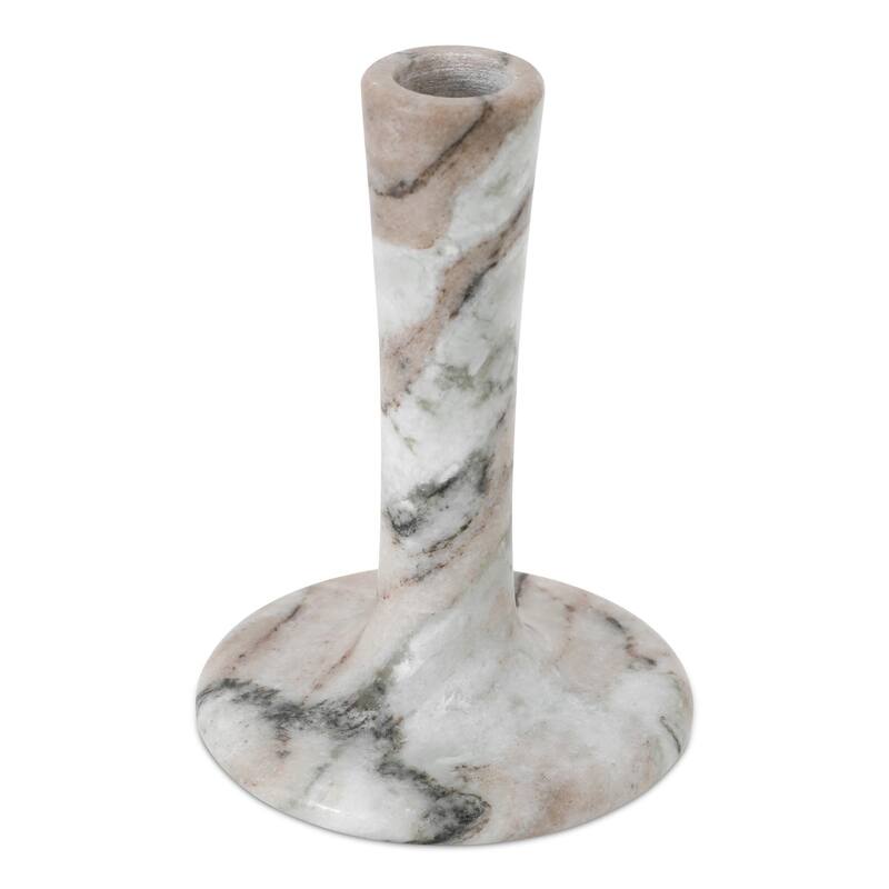 NADAAL STUDIOS Ira, Tall Candle Holder Solid Marble, Black Vein