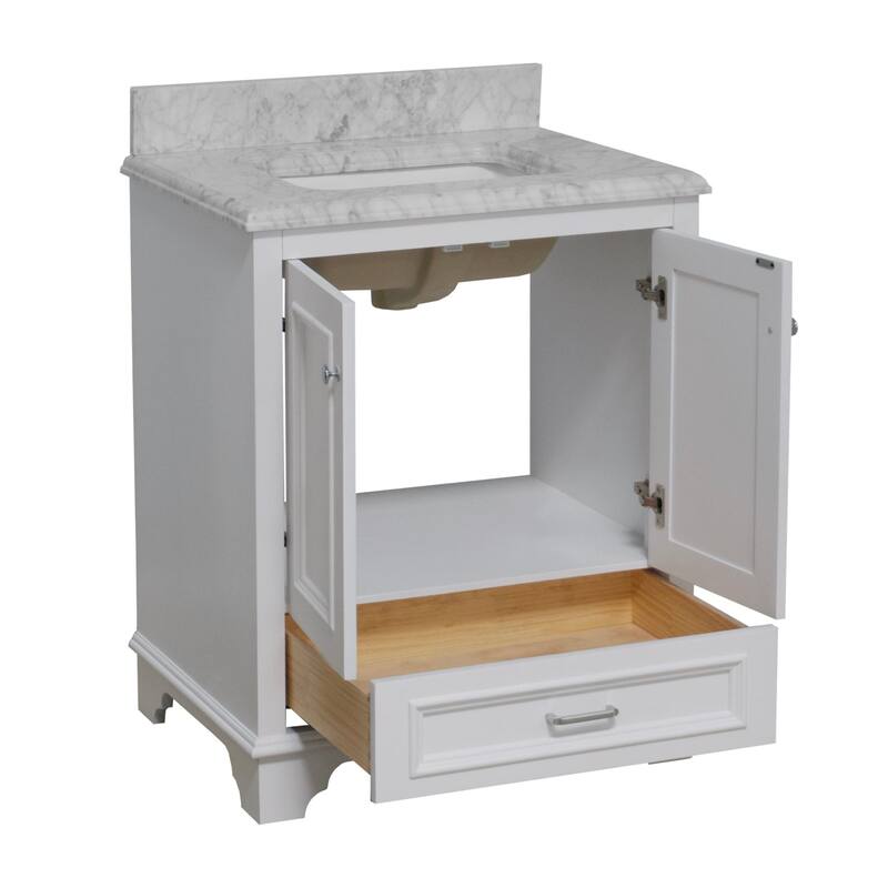 KitchenBathCollection Nantucket 30" Bathroom Vanity with Carrara Marble Top