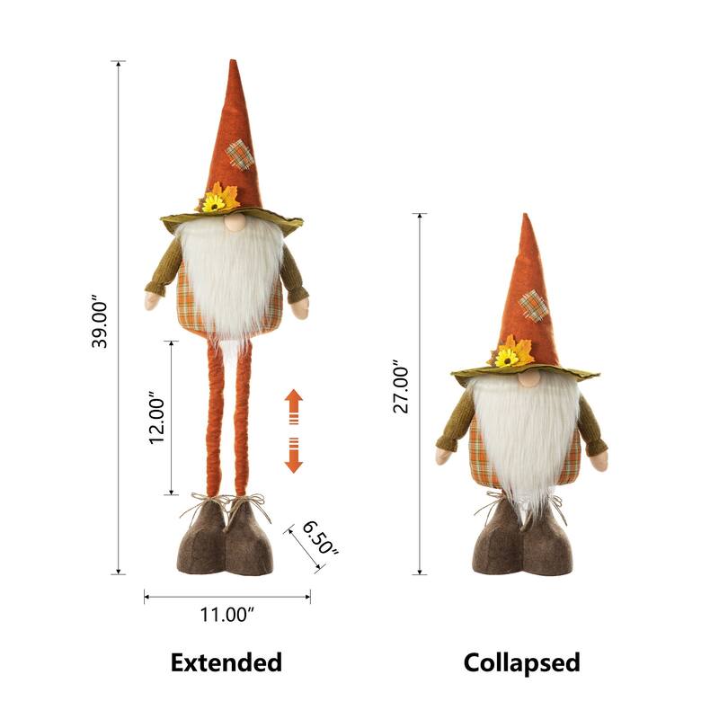 Glitzhome Telescoped Fabric Fall Gnome Standing Decor