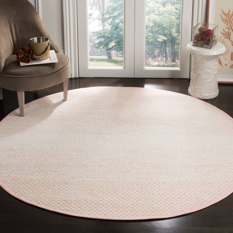 SAFAVIEH Handmade Flatweave Montauk Geert Cotton Rug - 4' x 4' Round - Beige/Ivory