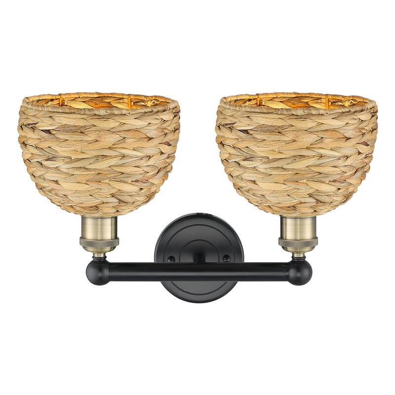Innovations Lighting Endless Possibilities Edison - Woven Rattan - 2 Light 17" Bath Vanity Light