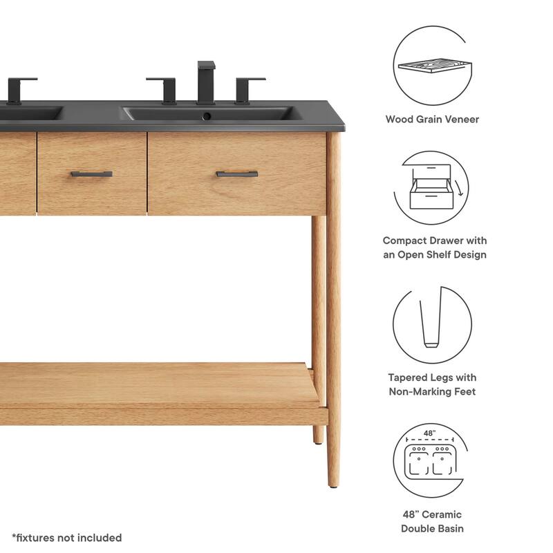 Zaire 18"/24"/30"/36"/48" Bathroom Vanity with Black Sink Top