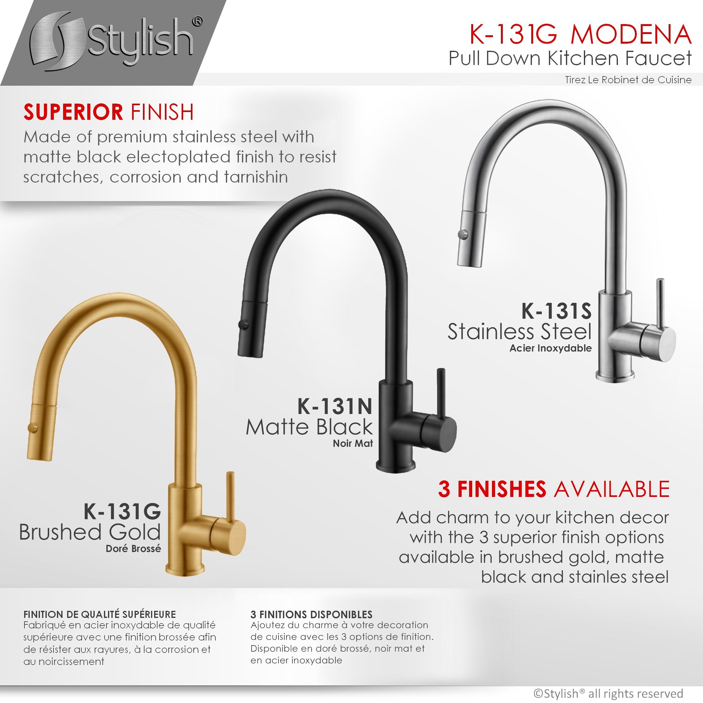 Solid Stainless Steel Sink Kitchen Faucet 1 Lever Handle Pull Down Spout Mixer Tap Overstock 30532574