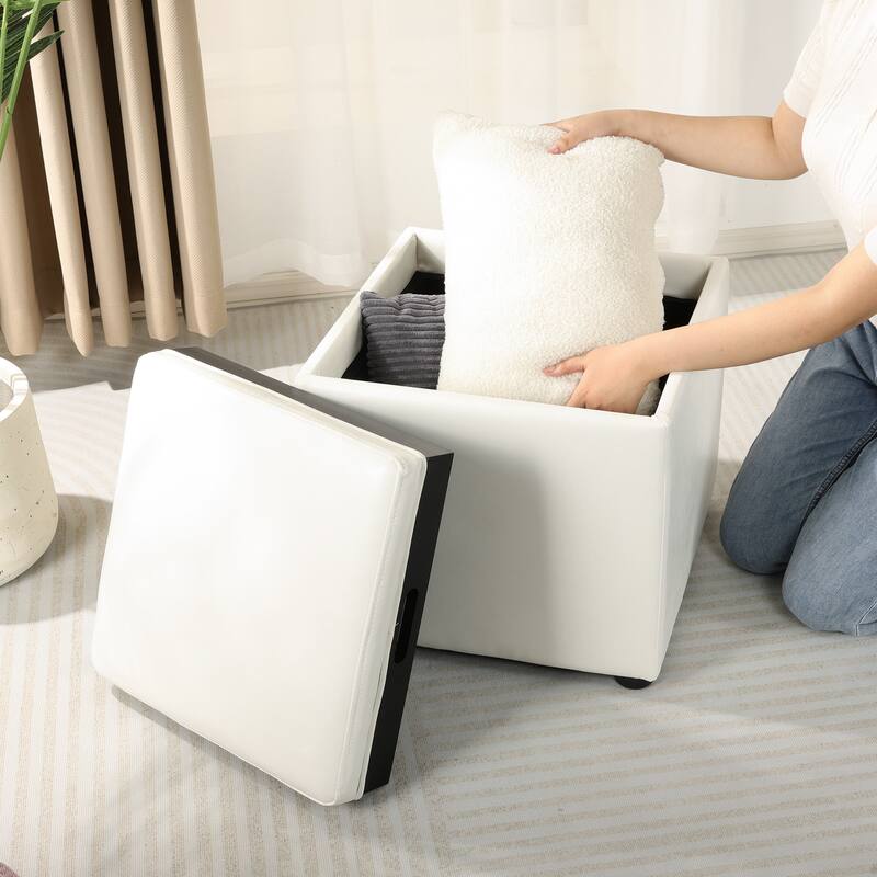Adeco Storage Ottoman With Tray
