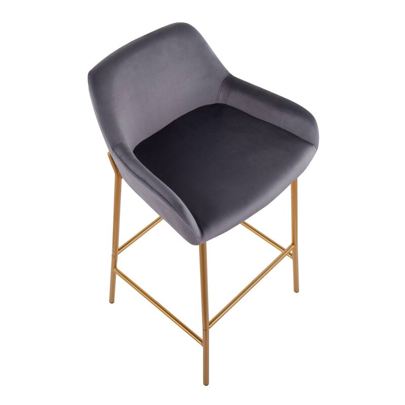 Silver Orchid Galotti Gold Fixed-Height Upholstered Bar Stool - Set of 2