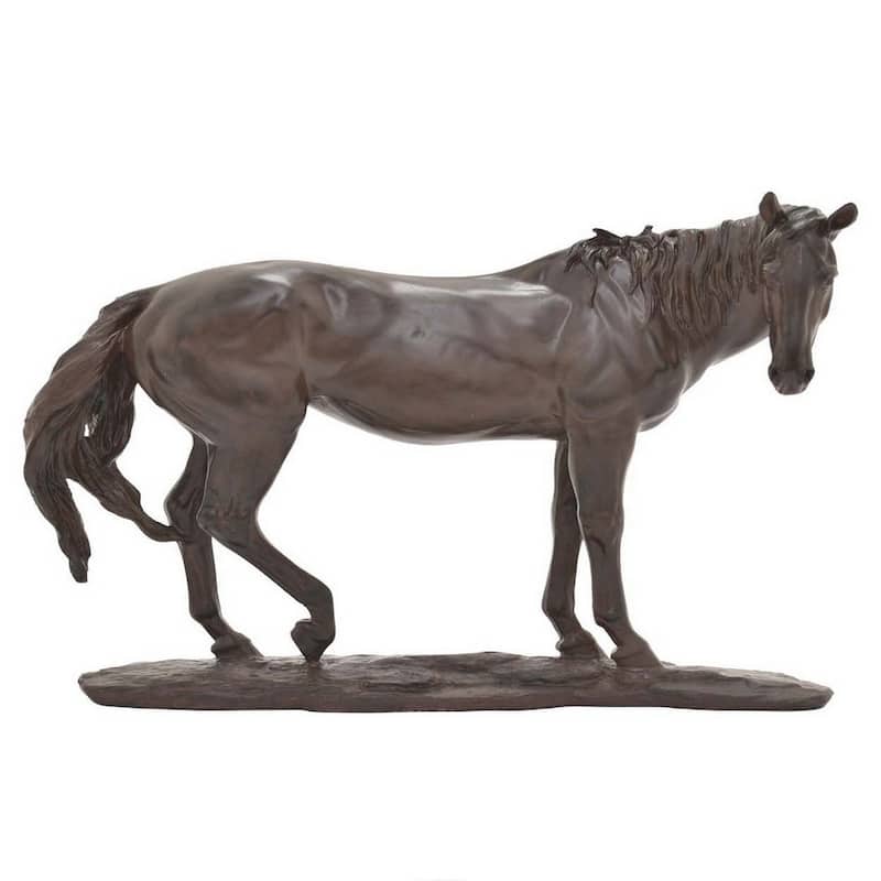 Refi 14 Inch Horse Statuette Figurine, Modern Style Sculpture, Brown Resin