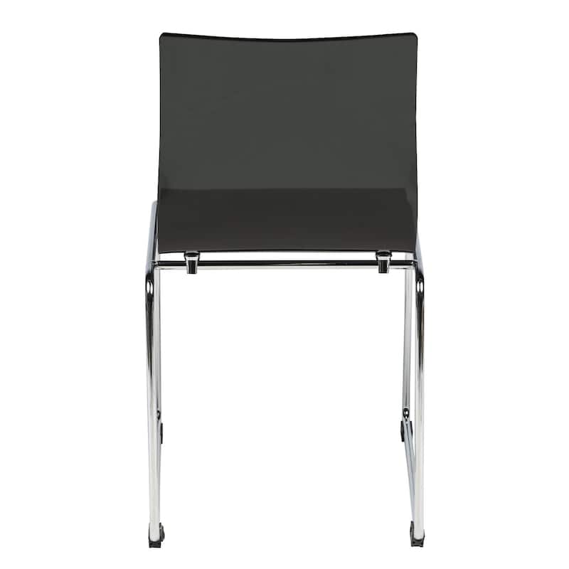 LeisureMod Lima Modern Acrylic Dining Chair with Chrome Base Set of 4