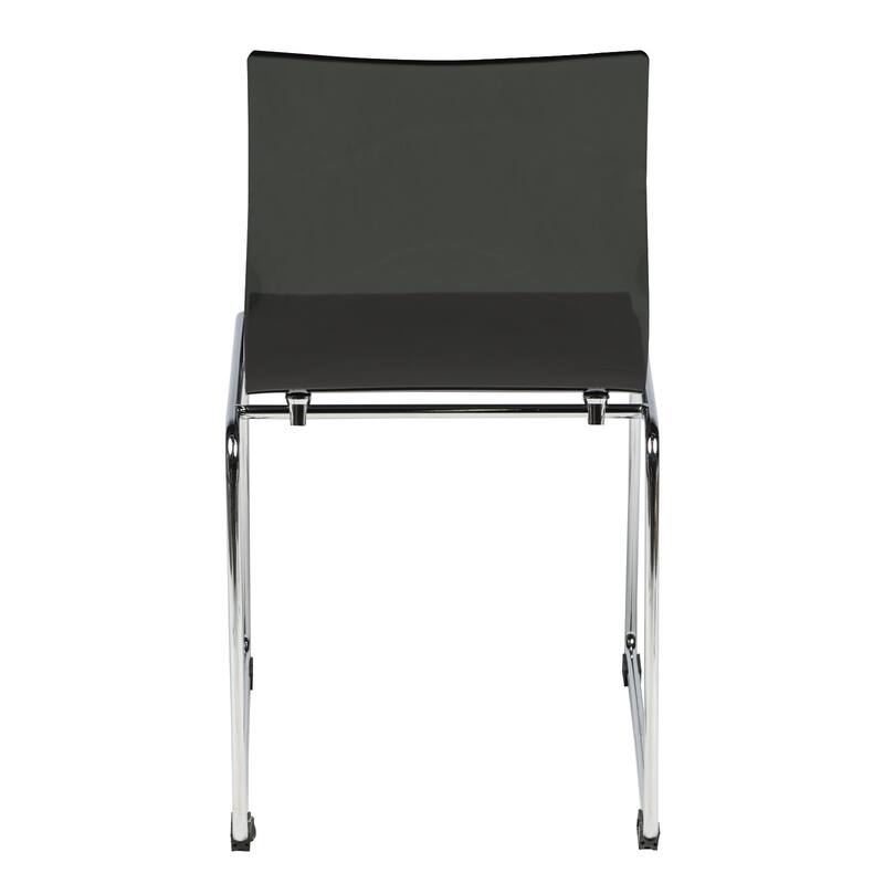 LeisureMod Lima Modern Acrylic Dining Chair with Chrome Base Set of 2