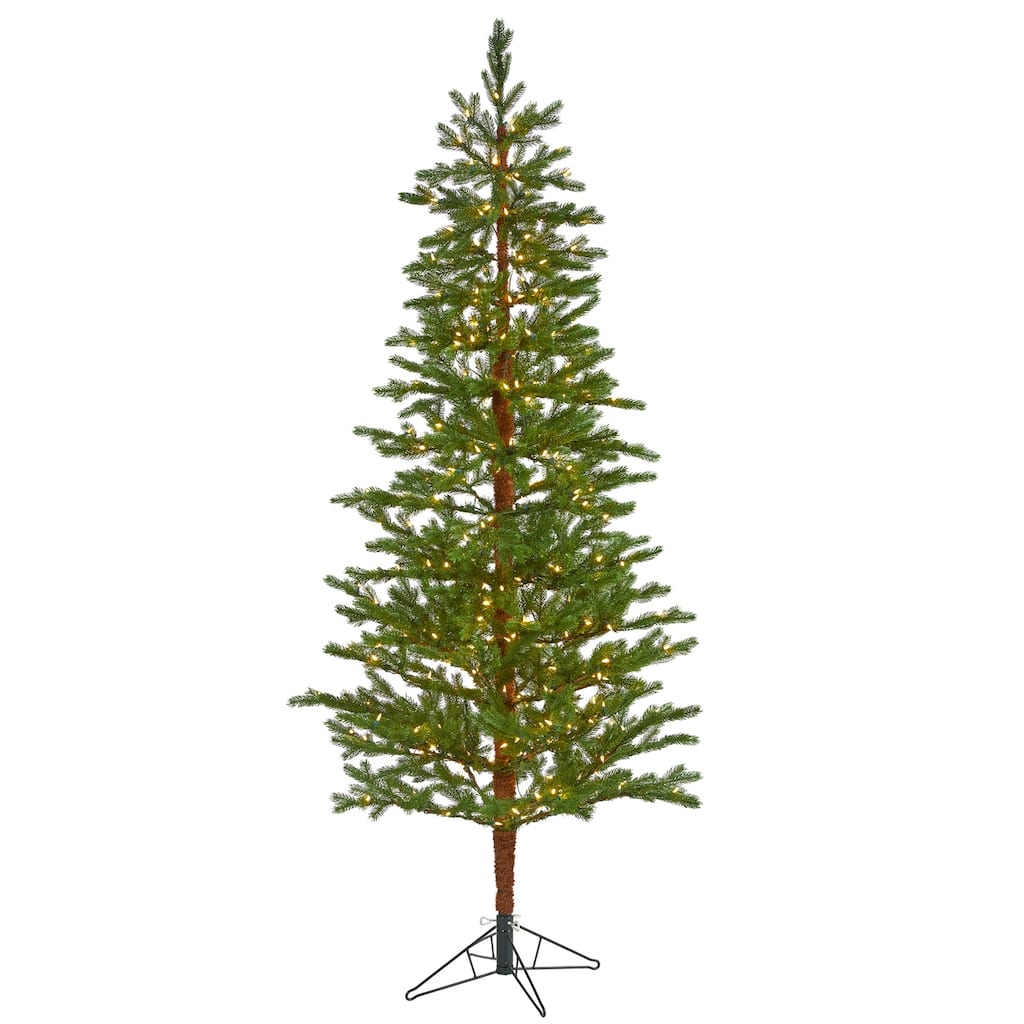 7.5ft Artificial Christmas Tree with Lights - Holiday Decor, Warm White LED, Bendable Branches, Classic Design - Green - 84