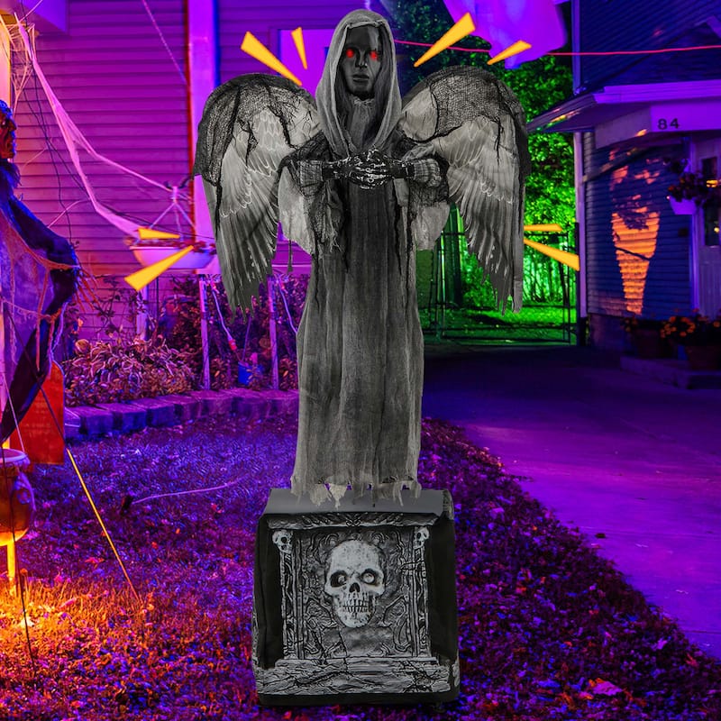 Costway 5.5ft Halloween Animatronic Decoration Animated Praying Angel - See Details