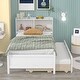 preview thumbnail 36 of 46, Pine Platform Bed with Storage Headboard, Trundle, and Drawers