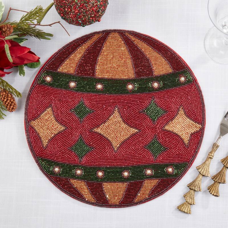 Beaded Ornament Placemat (Set of 4) - 14"x14"