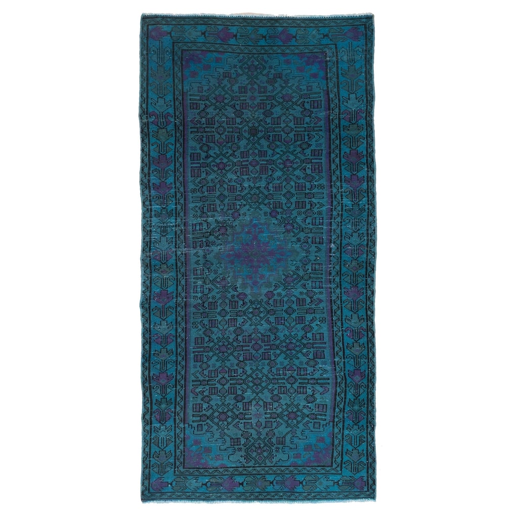 ECARPETGALLERY Hand-knotted Color Transition Turquoise Wool Rug - 3'0 x 6'7