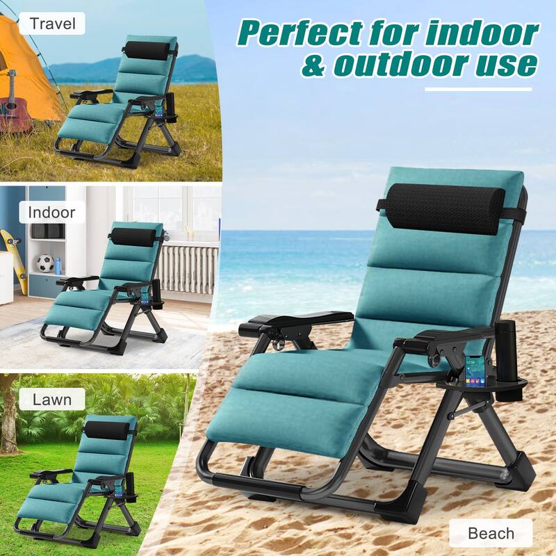 DoCred Zero Gravity Chair Lawn Lounger Chair with Pillow 2pcs