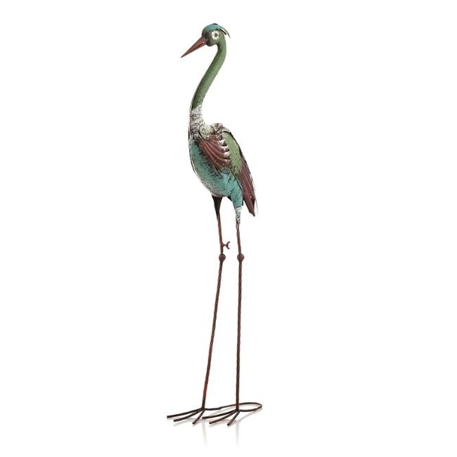 Alpine 40-Inch Outdoor Rustic Metal Crane Statue Yard Art