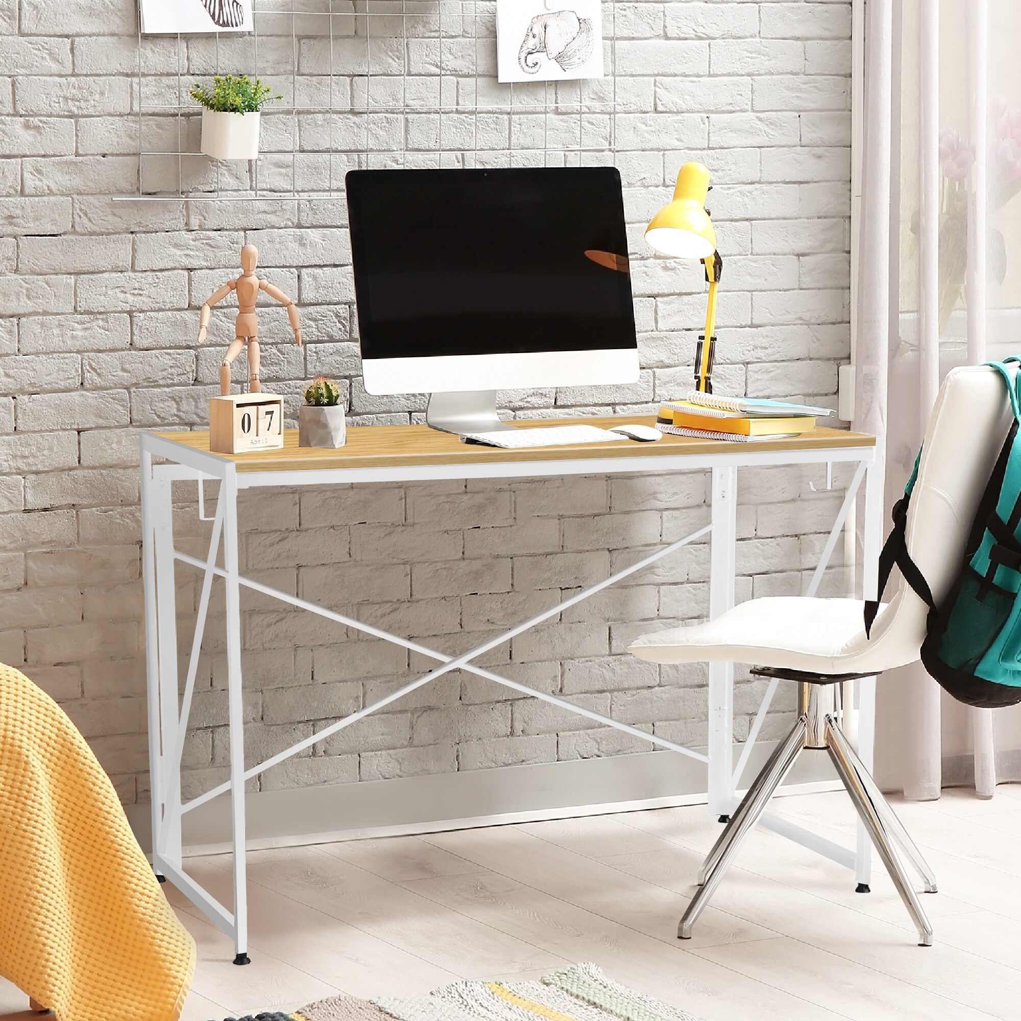 NOVA FURNITURE Small Folding Study Writing desk Foldable Laptop table workstation desk Home Office Computer Desk Golden Desktop Bed Bath Beyond 33666085