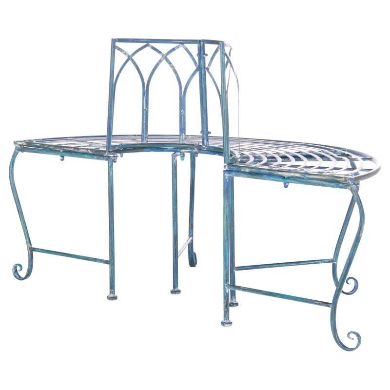 Iron Outdoor Half-Circle Patio Garden Tree Bench - 23.5'' D x 50” W x 30.75” H