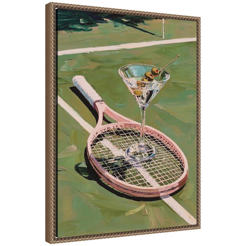 Kate and Laurel Tennis Martini by Honey Island Studio Framed Canvas Wall Art Print - 18 x 24