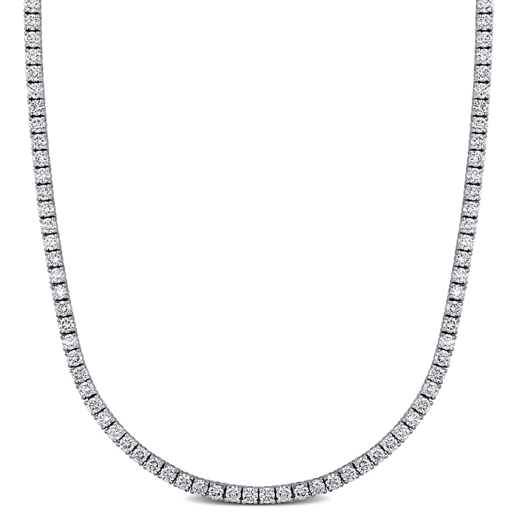 Miadora 12 1/4ct TW Lab-Grown Diamond Tennis Necklace in 14k White Gold