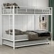 preview thumbnail 31 of 43, Twin over Twin Bunk Bed w/2 Side Ladder, Trundle and Guardrail, Modern Style Bunk Beds w/Slats, No Box Spring Required for Kids White