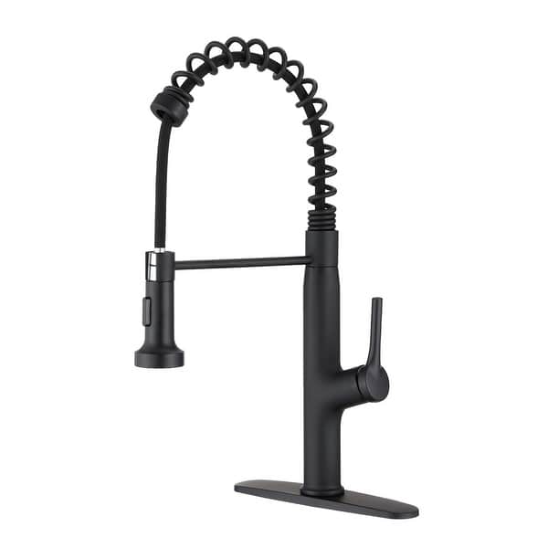 Kitchen Faucet Sink Faucet with Pull Out Sprayer, Single Hole and 3 Hole Deck  Mount (Matt Black) - Overstock - 35218929