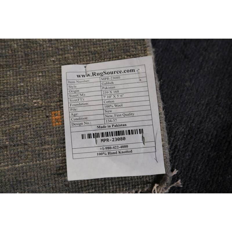 Navy Blue Gabbeh Modern Area Rug Handmade Wool Carpet - 5'6" x 7'10"