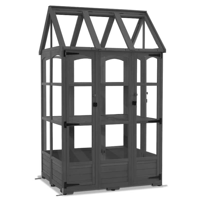 MCombo Wooden Greenhouse, Outdoor Greenhouse with Adjustable Roof Vent and 8 Lockable Door, 48" x 38.8" x 83.9" , 0851 - Dark Grey