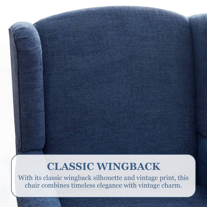 Accent Armchair with Turned Legs Set of 2 Blue/ Beige / Grey