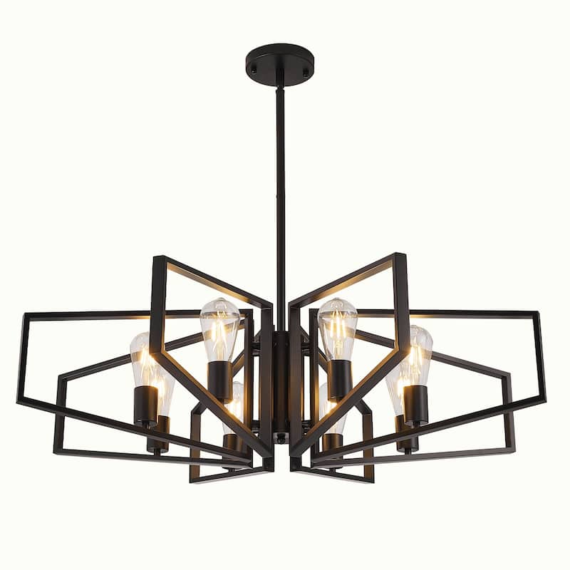 8-Light Modern Round Chandelier, Luxury Chandelier Fixture for Kitchen Island Bedroom Hotel Dia 35 Inches, Adjustable Height