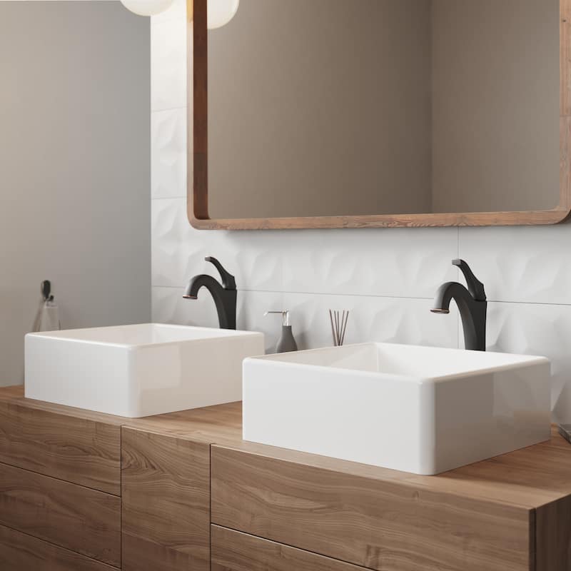 Kraus Elavo and Arlo 15" Vitreous China Vessel Bathroom Sink with 1.2
