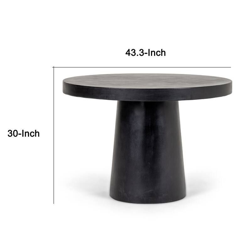 Cid Deso Dining Table, Black Concrete and Tapered Base, Round 43 Inch Top