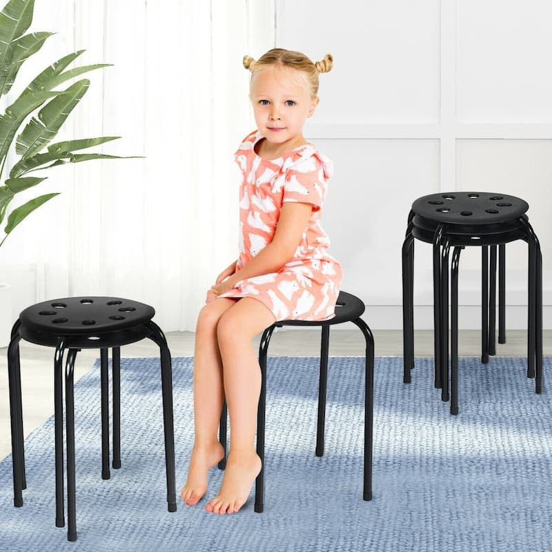 Set of 6 Portable Plastic Stack Stools - 14.5" x 14.5" x 17.5" (L x W x H)