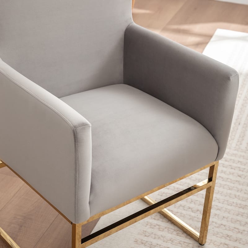 SEYNAR Modern Velvet Accent Arm Dining Chair Set of 2 with Metal Legs