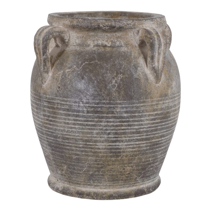 Terracotta Table Vase with Weathered Finish and Handles for Home Decor