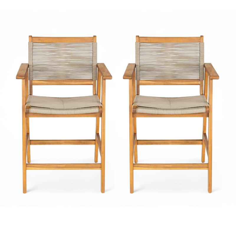 Christopher Knight Home -Samulle Patio Acacia Wood Counter Stool (Set of 2)