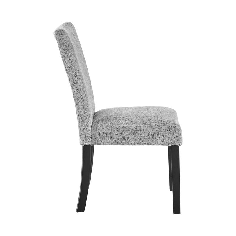 Modern Grey Rubberwood Dining Chair Set of 2 Solid Back Square Side Chairs Foam Seat Contemporary Design