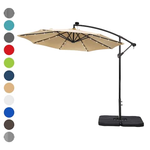 10 Ft. Solar Power Lighted Patio Umbrella with Base